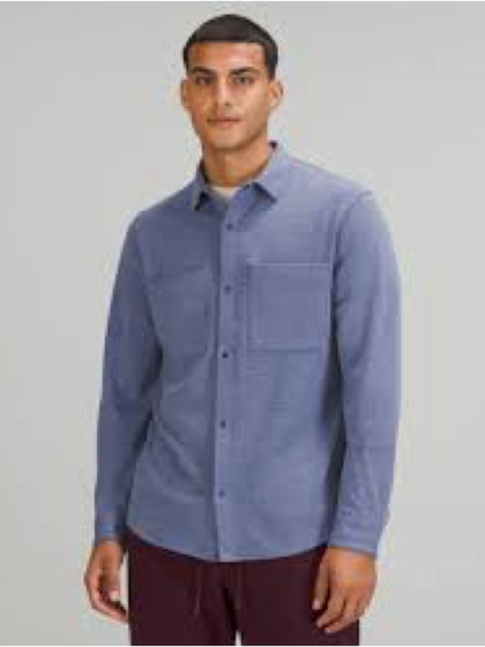 Lululemon Mens Soft Knit Long Sleeve Snap Front Overshirt Blue Medium
